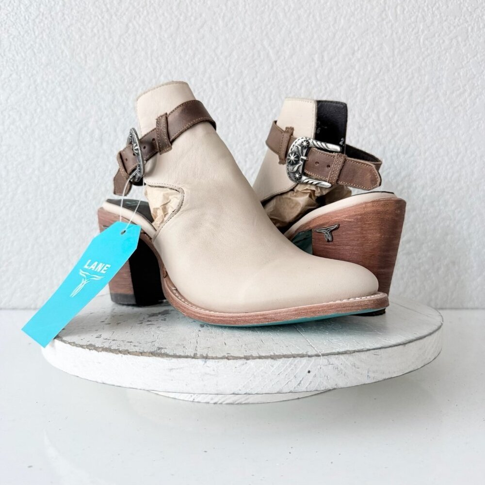 Lane HIGH NOON Cowboy Booties Putty Western Cowgirl Ankle Boots Sandals Size 8.5